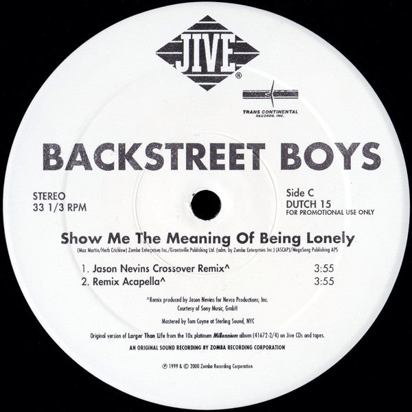 Backstreet Boys : Show Me The Meaning Of Being Lonely (2x12", Promo)