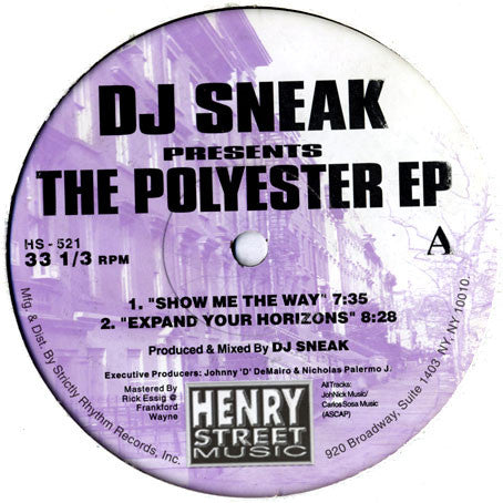 DJ Sneak : The Polyester EP (12", EP, RP)