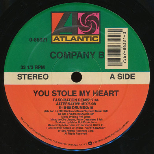 Company B - You Stole My Heart vinyl record, 12" (Very Good Plus (VG+)) | Lulo Records