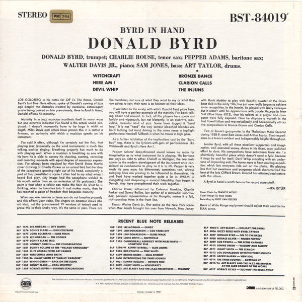 Donald Byrd : Byrd In Hand (LP, Album, RE, RM)