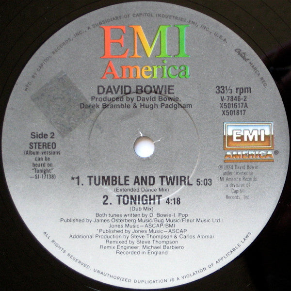 David Bowie : Tonight (12", Single, Jac)