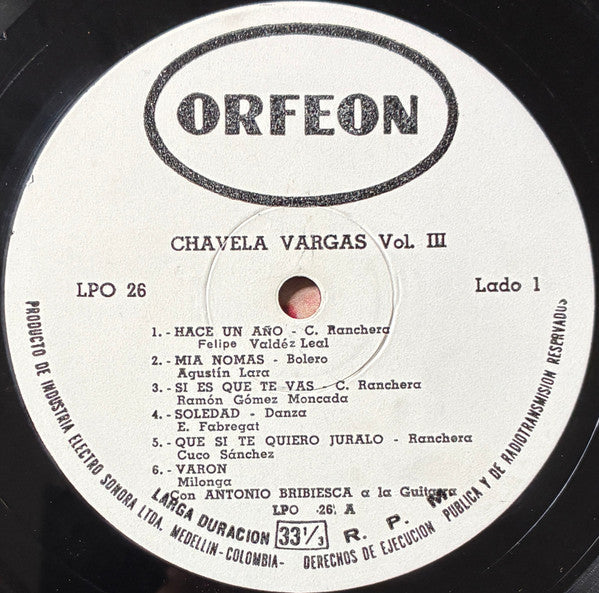 Chavela Vargas con Antonio Bribiesca :  Vol. 3 (LP)
