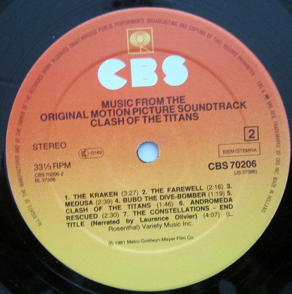 Laurence Rosenthal : Clash Of The Titans (Music From The Original Motion Picture Soundtrack) (LP)