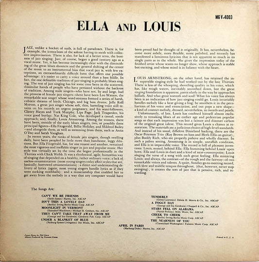 Ella Fitzgerald And Louis Armstrong : Ella And Louis (LP, Album, Mono, RP, Hol)