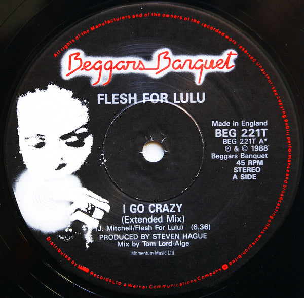 Flesh For Lulu : I Go Crazy (12", Maxi)