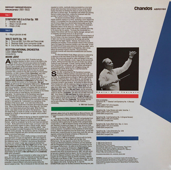 Sergei Prokofiev, Royal Scottish National Orchestra, Neeme Järvi : Symphony No. 5 / Three Waltzes (LP)