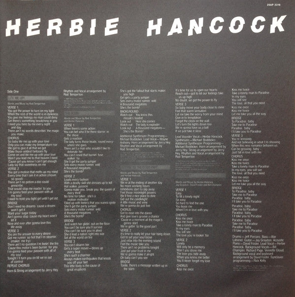 Herbie Hancock = Herbie Hancock : Lite Me Up = ライト・ミー・アップ (LP, Album)