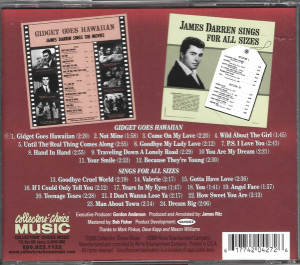 James Darren : Two Classic Albums From James Darren: Gidget Goes Hawaiian / Sings For All Sizes (CD, Album, Comp)