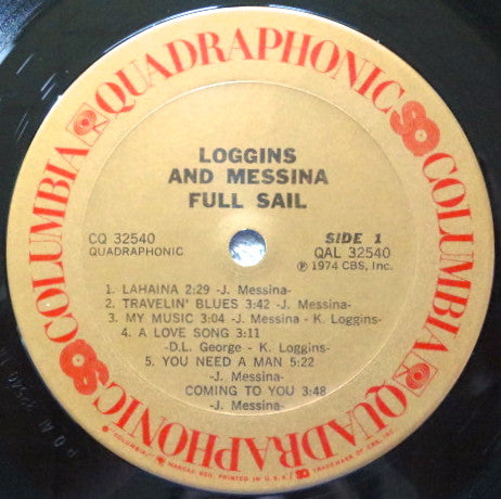Loggins And Messina : Full Sail (LP, Album, Quad, Pit)