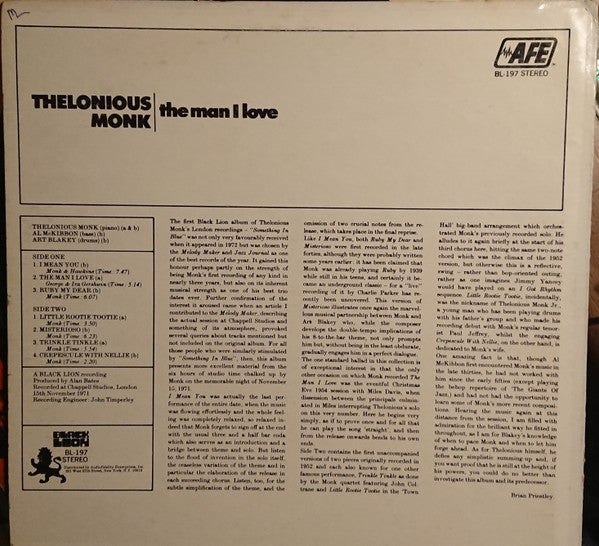 Thelonious Monk : The Man I Love (LP)