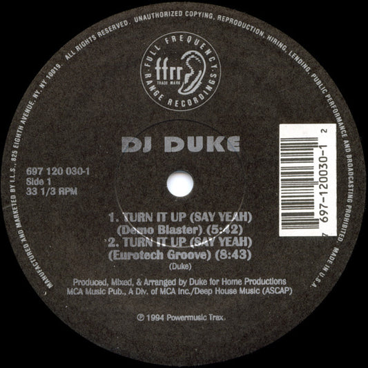 DJ Duke : Turn It Up (Say Yeah) (12")