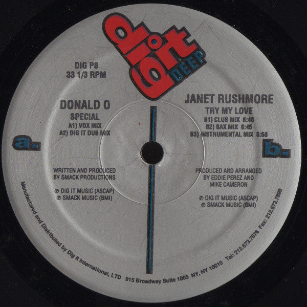 Donald O / Janet Rushmore : Special / Try My Love (12", M/Print, Promo)