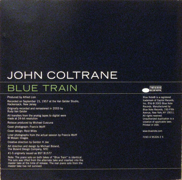 John Coltrane : Blue Train (CD, Album, RE, RM)