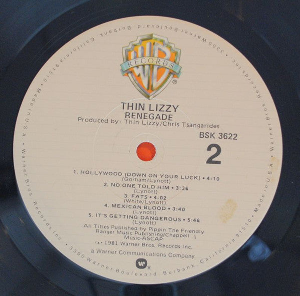 Thin Lizzy : Renegade (LP, Album, LA )