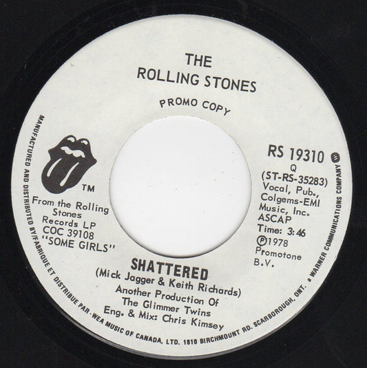 The Rolling Stones : Shattered (7", Promo)