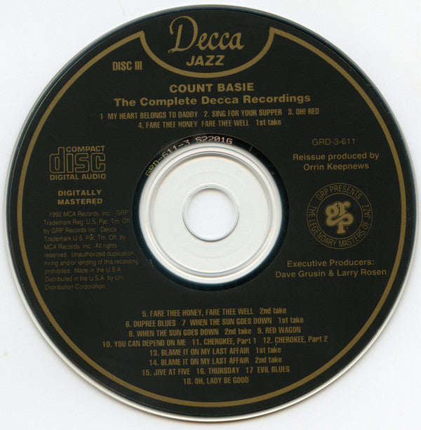 Count Basie : The Complete Decca Recordings (3xCD, Comp)