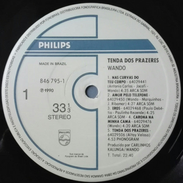Wando : Tenda Dos Prazeres (LP, Album)