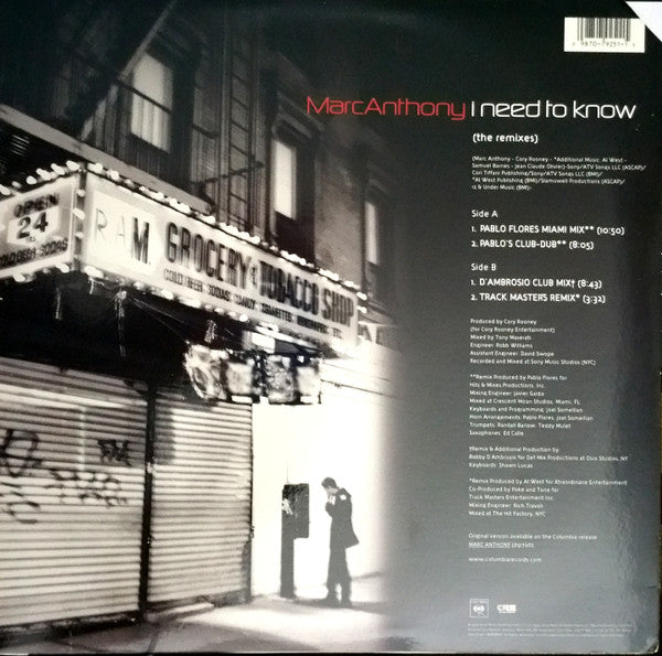 Marc Anthony : I Need To Know (The Remixes) (12")