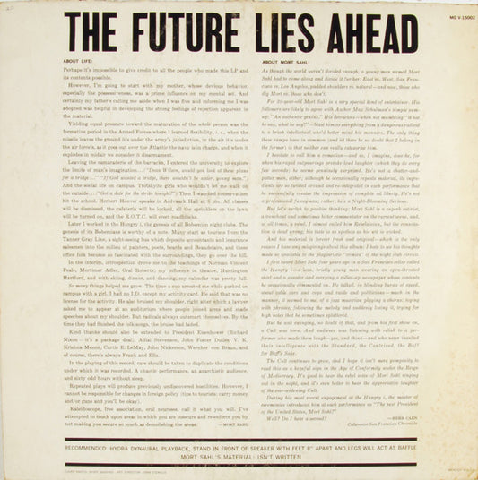 Mort Sahl - The Future Lies Ahead vinyl record, LP (Very Good Plus (VG+)) | Lulo Records