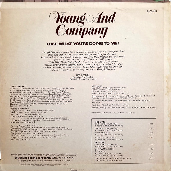 Young And Company* : I Like What You're Doing To Me! (LP, Album, Promo)