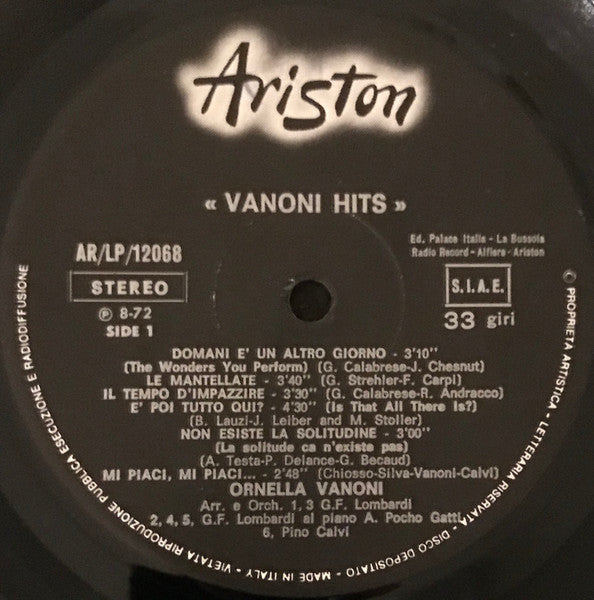 Ornella Vanoni : Vanoni Hits (LP, Comp)