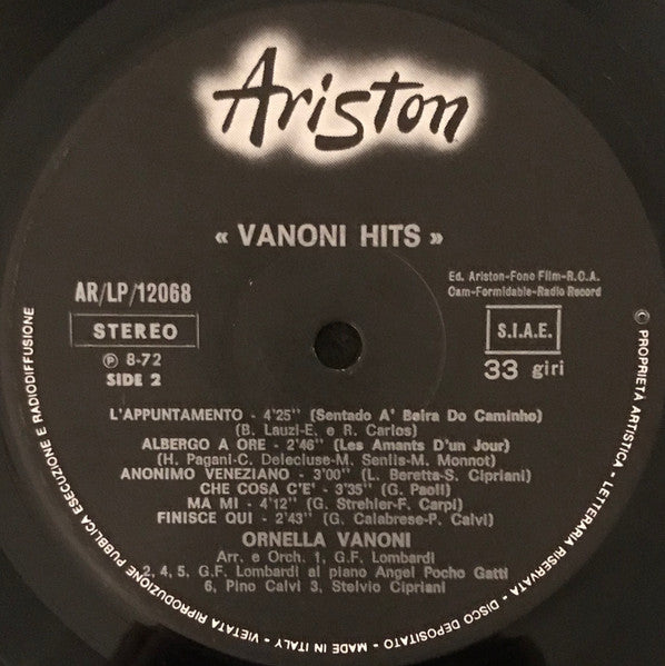 Ornella Vanoni : Vanoni Hits (LP, Comp)