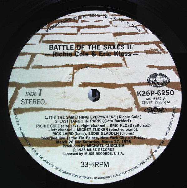 Richie Cole & Eric Kloss : Battle Of The Saxes, Vol.2 (LP)