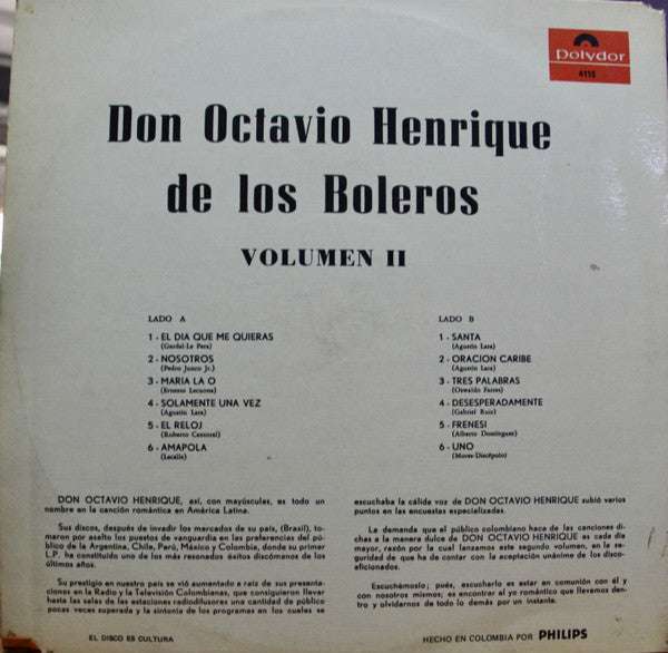 Don Octavio Henrique De Los Boleros : Volumen II (LP, Album)