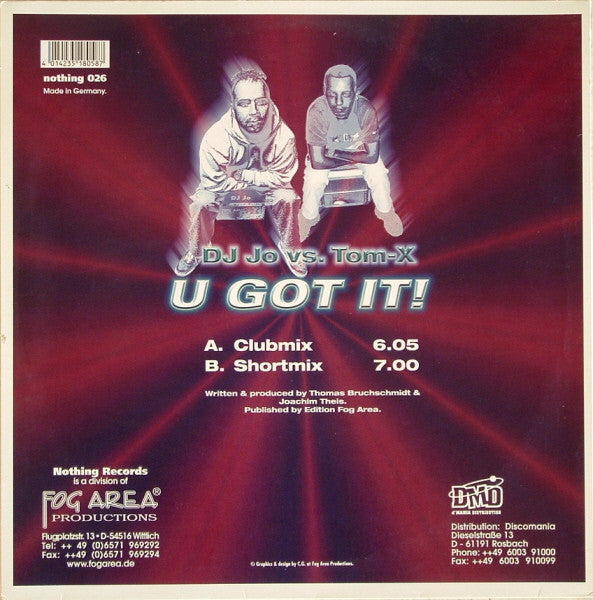 DJ Jo vs. Tom-X : U Got It! (12")