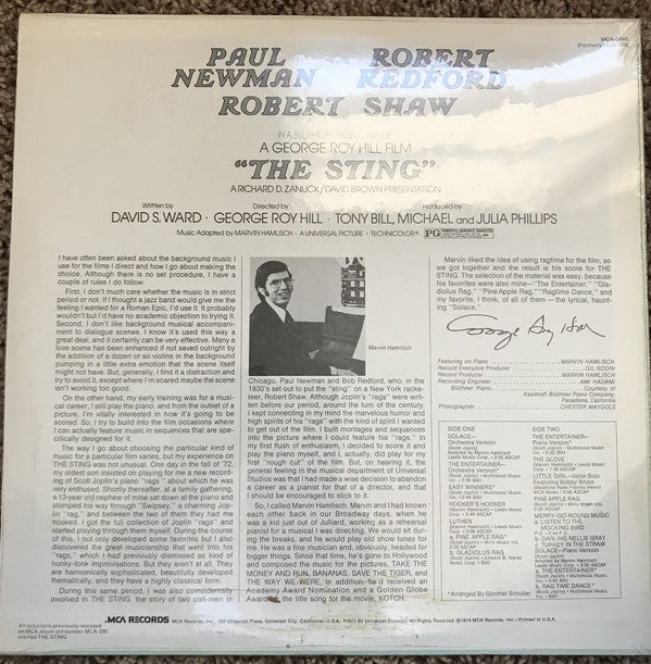 Marvin Hamlisch / Scott Joplin : The Sting (Original Motion Picture Soundtrack) (LP, RE)