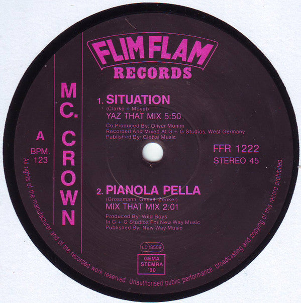 MC Crown : Situation (1990 Remix) (12")