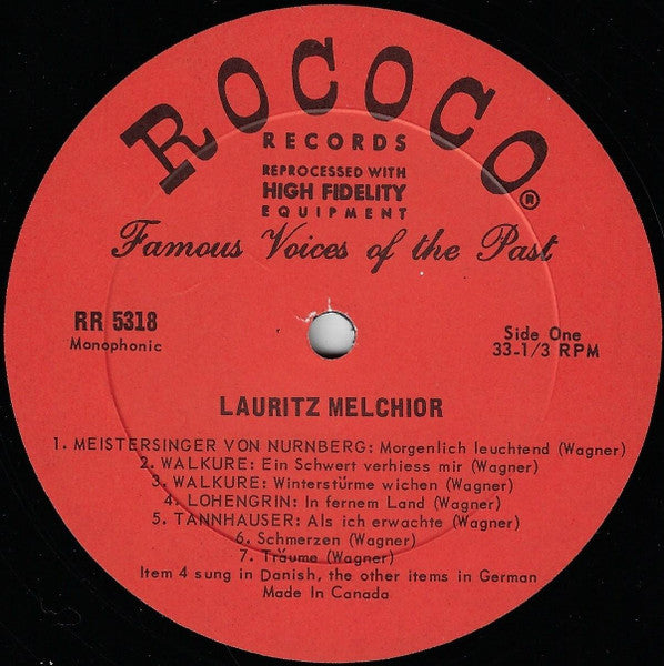 Lauritz Melchior : Lauritz Melchior (LP, Comp, Mono)