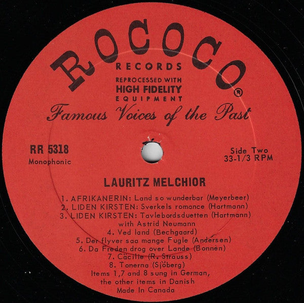 Lauritz Melchior : Lauritz Melchior (LP, Comp, Mono)