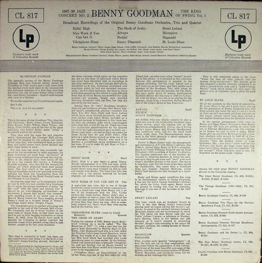 Benny Goodman - The King Of Swing Vol. 1 (1937-38 Jazz Concert No. 2) vinyl record, LP (Mint (M)) | Lulo Records