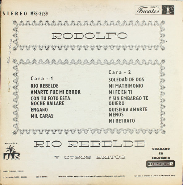 Rodolfo Aicardi : Río Rebelde Y Otros Éxitos (LP)