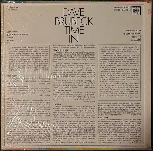 Dave Brubeck : Time In (LP, Album, RE)