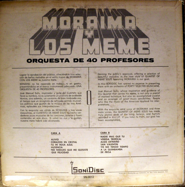 Moraima Secada Y, Meme Solís, Orquesta De 40 Profesores : Alivio (LP, Album)