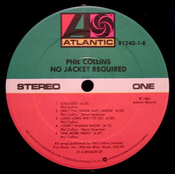 Phil Collins : No Jacket Required (LP, Album, Club, Car)