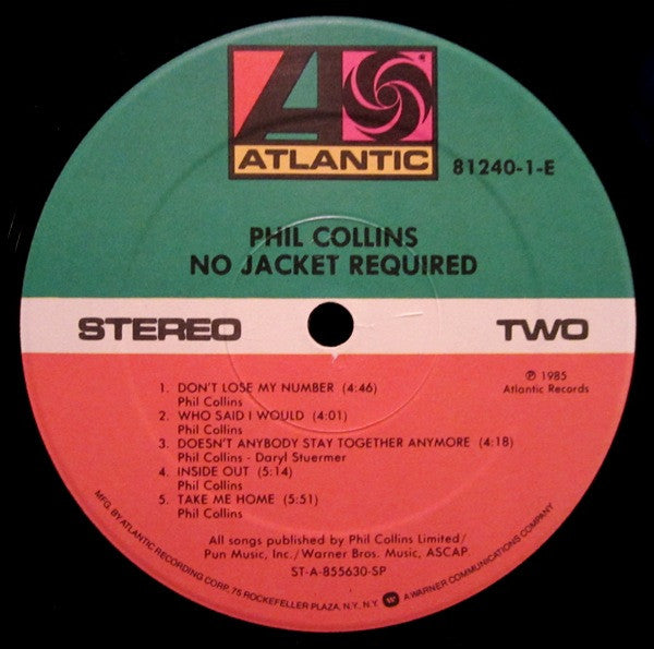 Phil Collins : No Jacket Required (LP, Album, Club, Car)