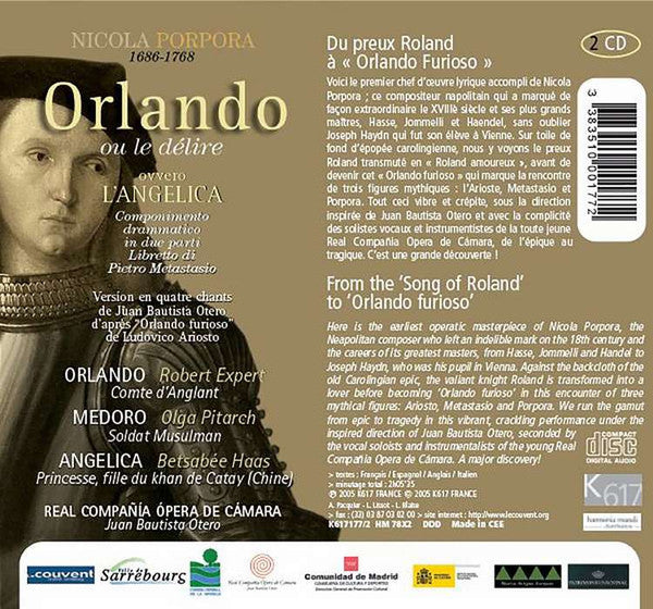 Nicola Porpora, Real Compañía Ópera de Cámara, Juan Bautista Otero : Orlando (2xCD + DVD-V)