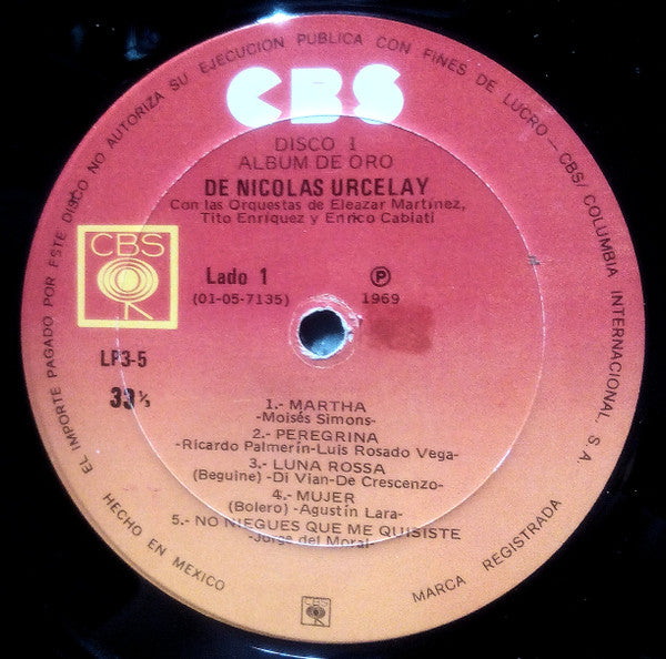 Nicolas Urcelay Con Las Orquestas De Orquesta De Eleazar Martinez, Orquesta De Tito Enríquez, Enrico Cabiati And His Orchestra : Album De Oro De Nicolás Urcelay (3xLP, Comp, Mono, aut + Box)
