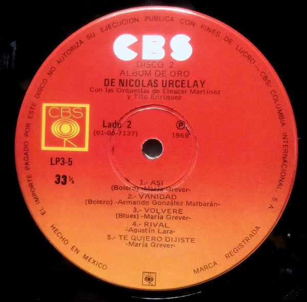 Nicolas Urcelay Con Las Orquestas De Orquesta De Eleazar Martinez, Orquesta De Tito Enríquez, Enrico Cabiati And His Orchestra : Album De Oro De Nicolás Urcelay (3xLP, Comp, Mono, aut + Box)