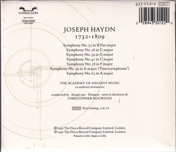 Joseph Haydn - The Academy Of Ancient Music, Christopher Hogwood : Symphonies C. 1765-68 / 35 38 39 41 58 59 65 / Volume 5 (3xCD, Album + Box, Sli)