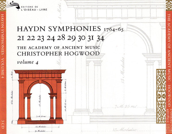Joseph Haydn - The Academy Of Ancient Music, Christopher Hogwood : Symphonies 1764-65 / 21 22 23 24 28 29 30 31 34 / Volume 4 (3xCD, Album + Box, Sli)