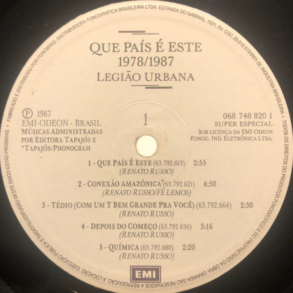 Legião Urbana : Que País É Este 1978/1987 (LP, Album)