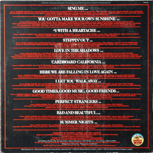 Neil Sedaka - Steppin' Out vinyl record, LP (Mint (M)) | Lulo Records