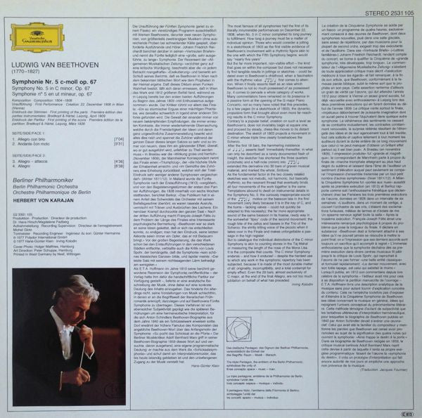 Ludwig van Beethoven - Berliner Philharmoniker, Herbert von Karajan : Symphonie Nr. 5  (LP)