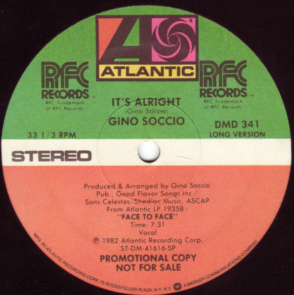 Gino Soccio : It's Alright (12", Promo, SP )