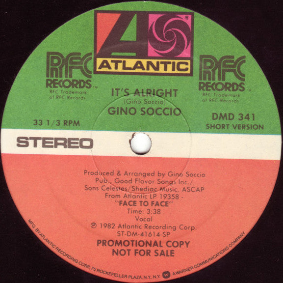 Gino Soccio : It's Alright (12", Promo, SP )