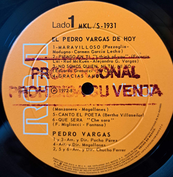 Pedro Vargas : El Pedro Vargas De Hoy (LP, Album)